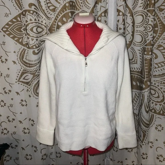 NWT white half zip pullover sweater - Picture 6 of 9